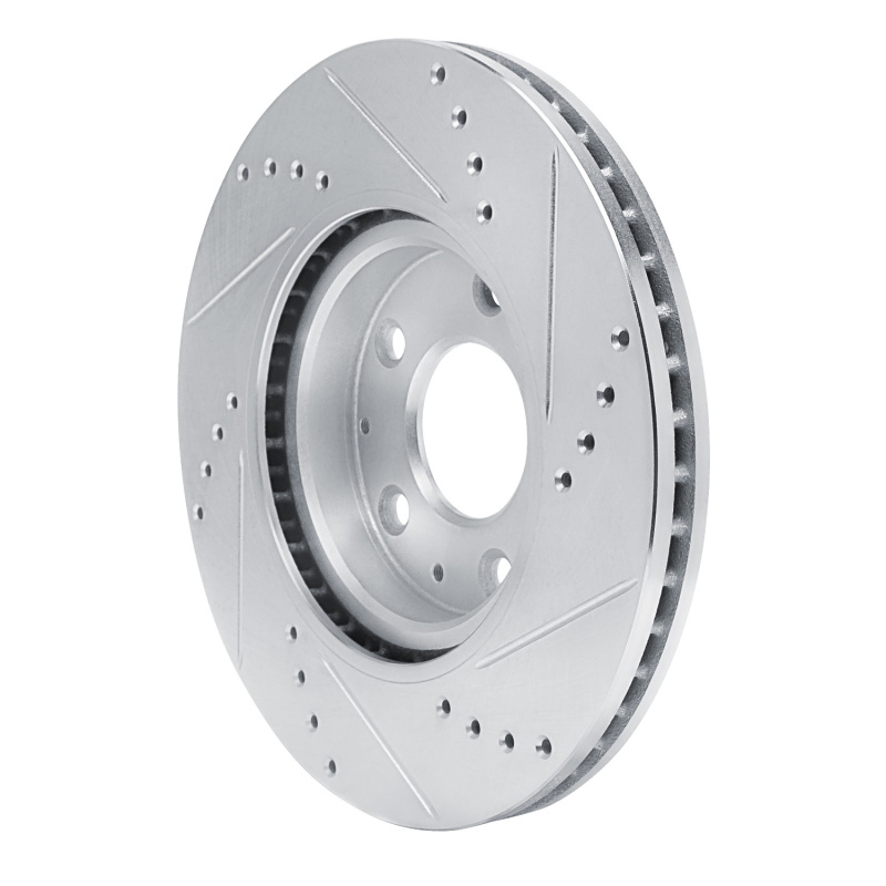 Mazda 3 Brake Rotor (1) - Front Left - R1 Concepts - Drilled & Slotted - Silver - `19-`25